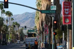 Police and firefighters respond to an explosion rocking the California city of Palm Springs